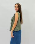 Camicia leggera in cotone con volant