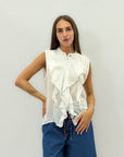 Camicia leggera in cotone con volant