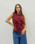 Camicia leggera in cotone con volant