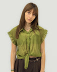 Camicia con Volant e Nodo Frontale