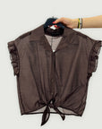 Camicia con Volant e Nodo Frontale