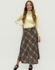 Gonna midi effetto lana scozzese con cintura – Stile vintage e femminilità moderna