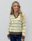 Maglione Polo Morbido Misto Lana a Righe Made in Italy