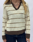 Maglione Polo Morbido Misto Lana a Righe Made in Italy