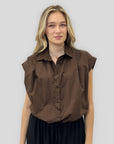 Camicia Cotone Smanicata con Bottoni