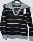 Maglione Polo Morbido Misto Lana a Righe Made in Italy