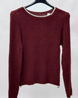 Maglia Girocollo Misto Lana con Profili a Contrasto Made in Italy