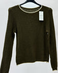 Maglia Girocollo Misto Lana con Profili a Contrasto Made in Italy