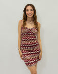 Abito corto in lurex con stampa zigzag