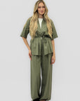 Completo Kimono a Righe in Misto Lino