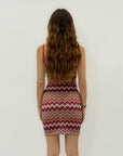 Abito corto in lurex con stampa zigzag