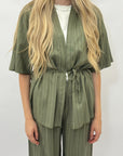 Completo Kimono a Righe in Misto Lino