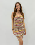 Abito corto in lurex con stampa zigzag