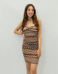 Abito corto in lurex con stampa zigzag