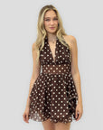Abito Corto a Pois con Scollo All’Americana