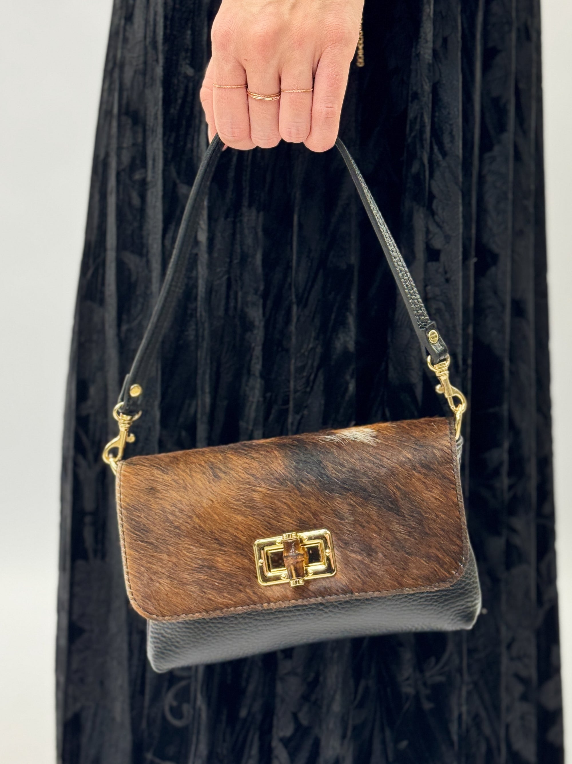 Borsa in vera pelle con stampa animalier – Made in Italy