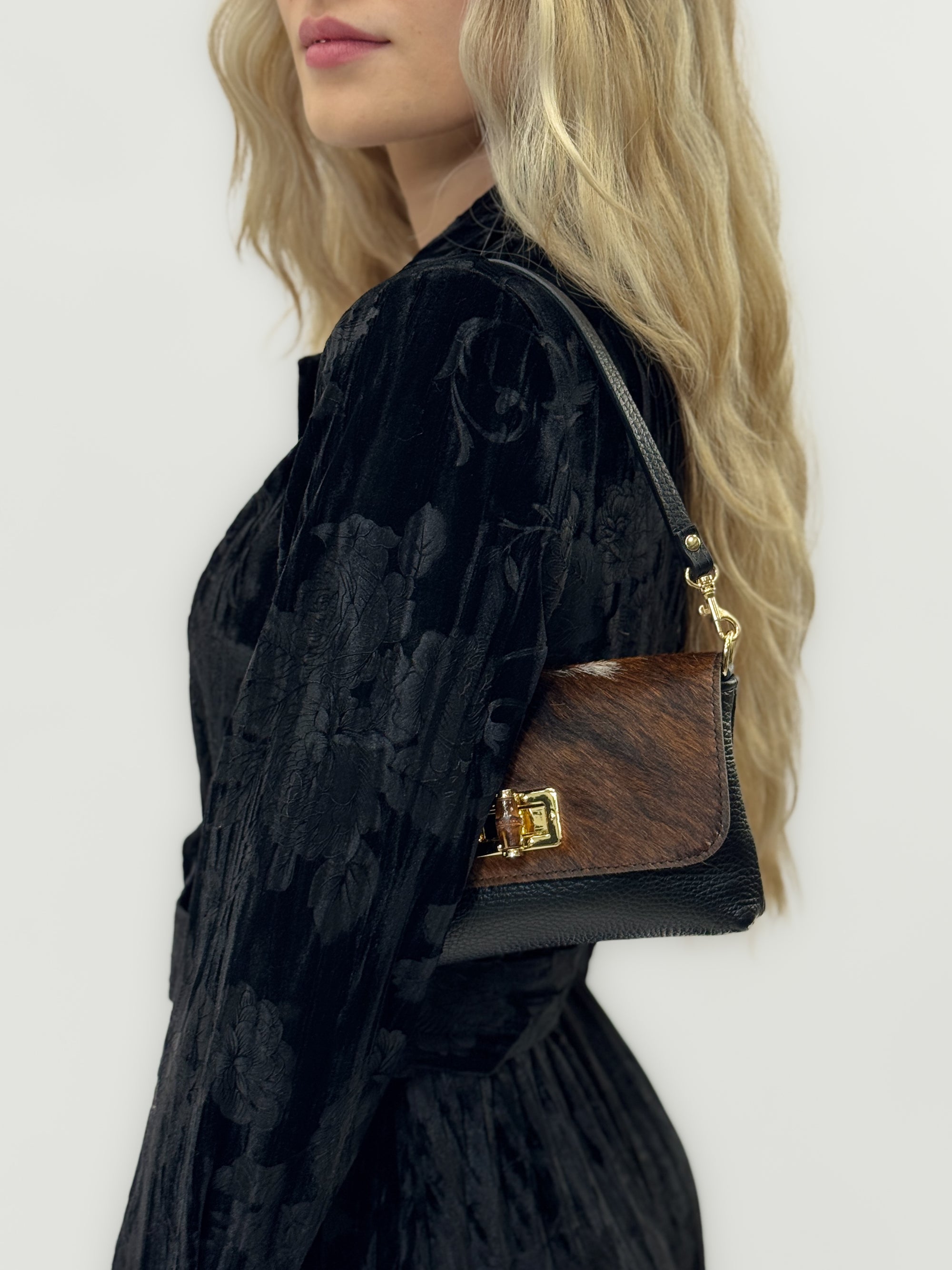 Borsa in vera pelle con stampa animalier – Made in Italy