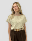 T-shirt in sangallo 100% cotone con manica corta