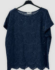T-shirt in sangallo 100% cotone con manica corta