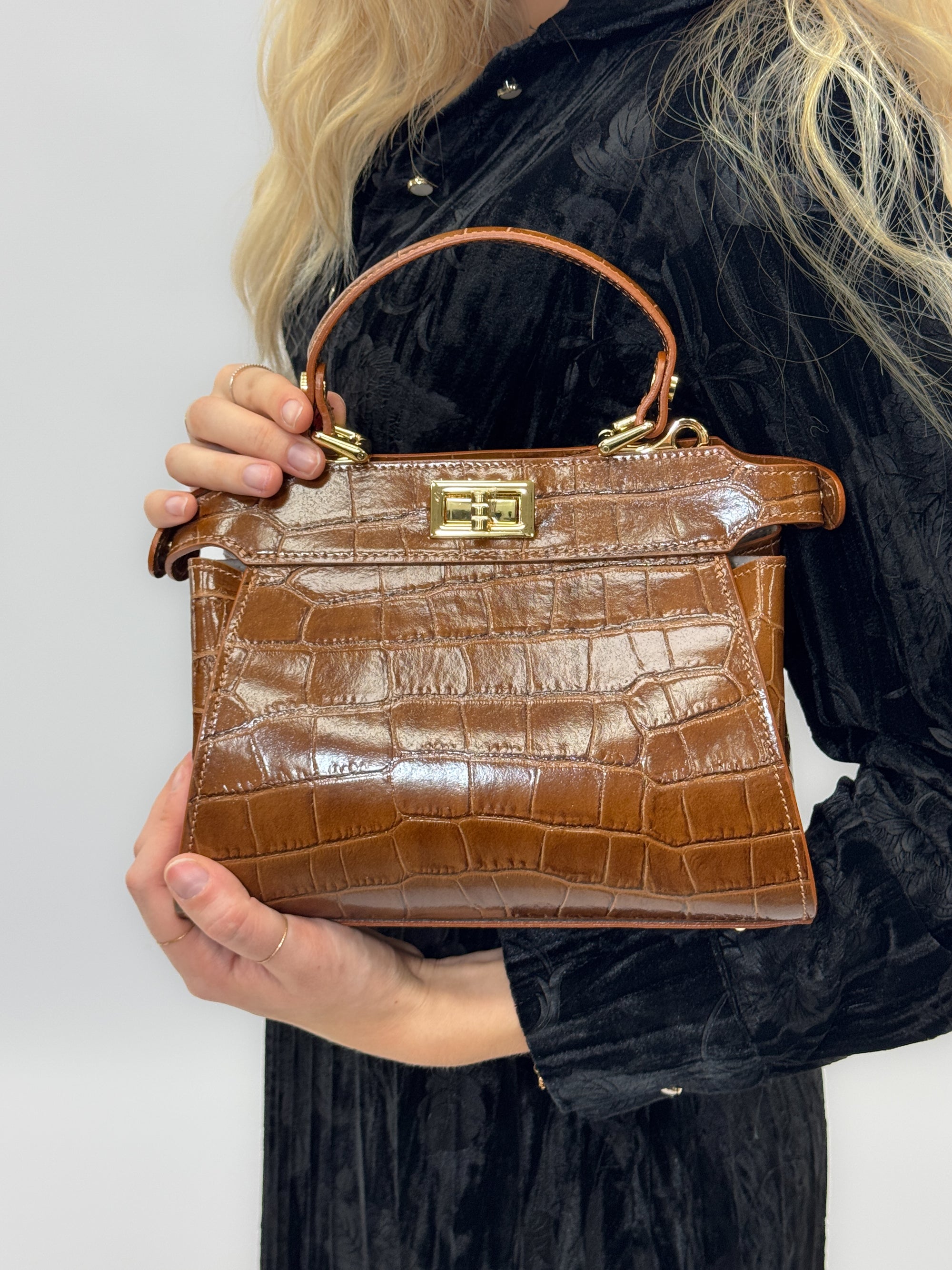 Borsa in vera pelle stampa cocco – Made in Italy