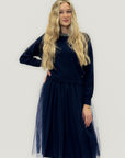 Abito con maglia e gonna in tulle – Colletto gioiello