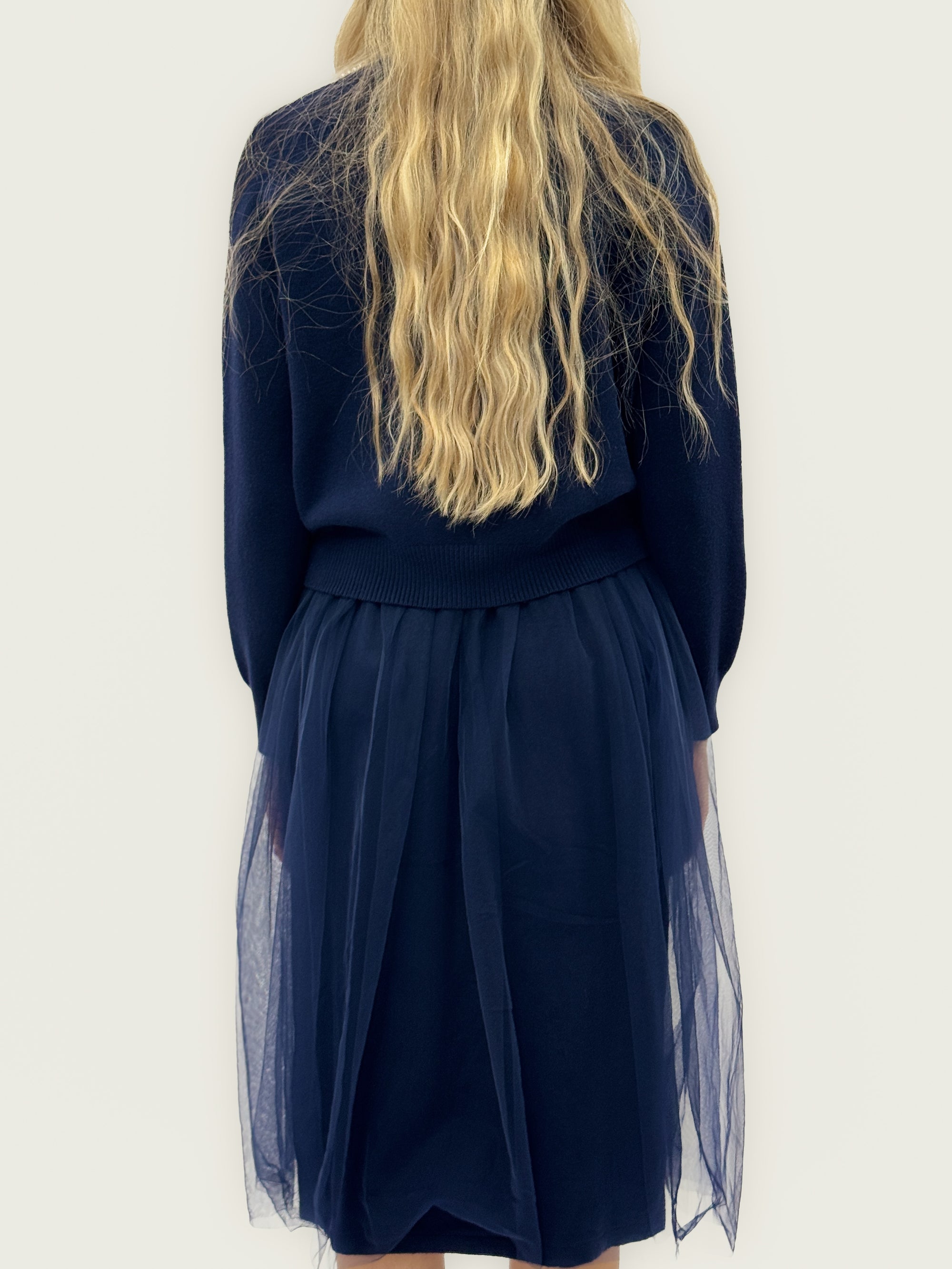 Abito con maglia e gonna in tulle – Colletto gioiello