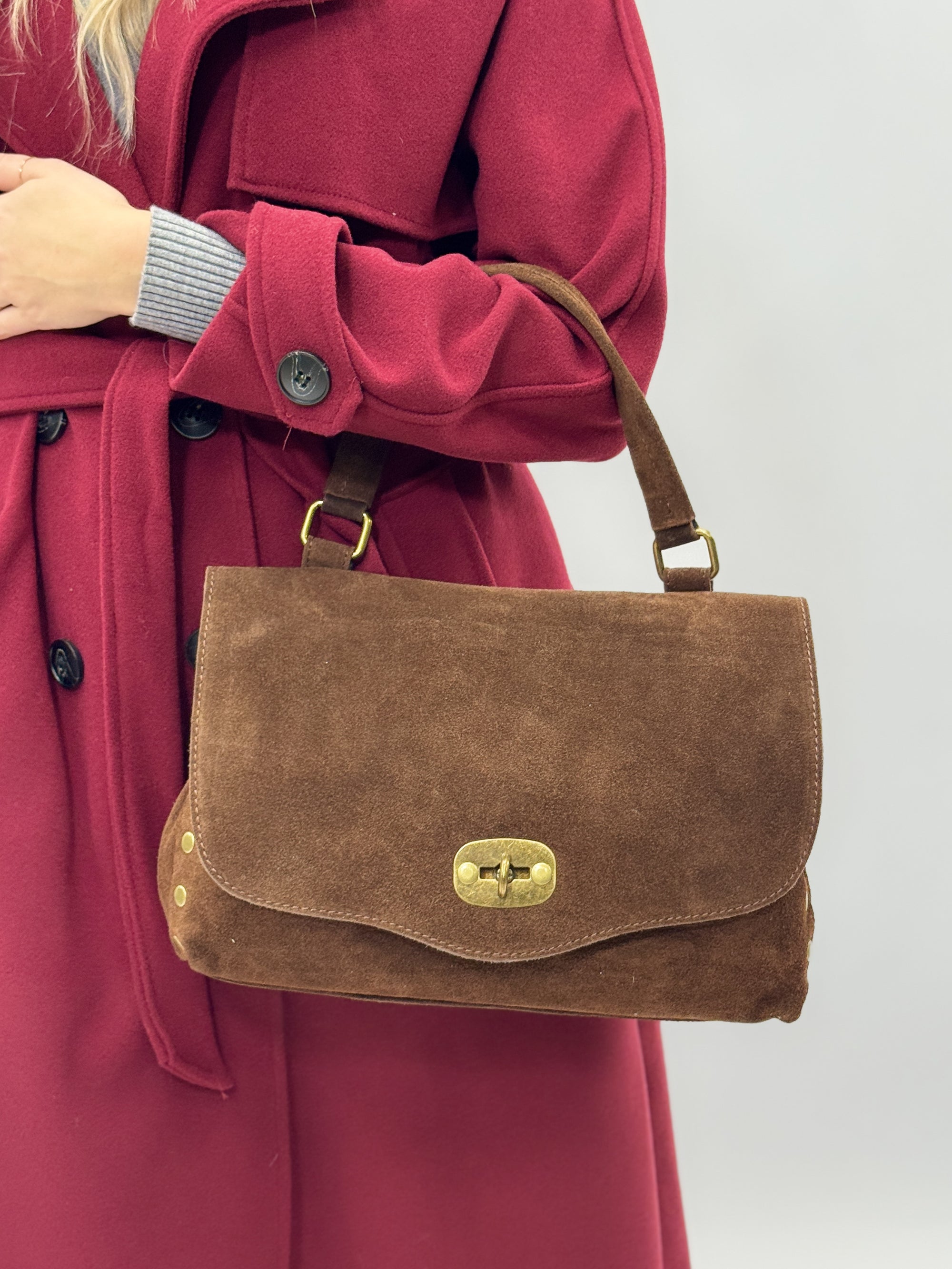 Borsa Siena in vera pelle scamosciata – Made in Italy