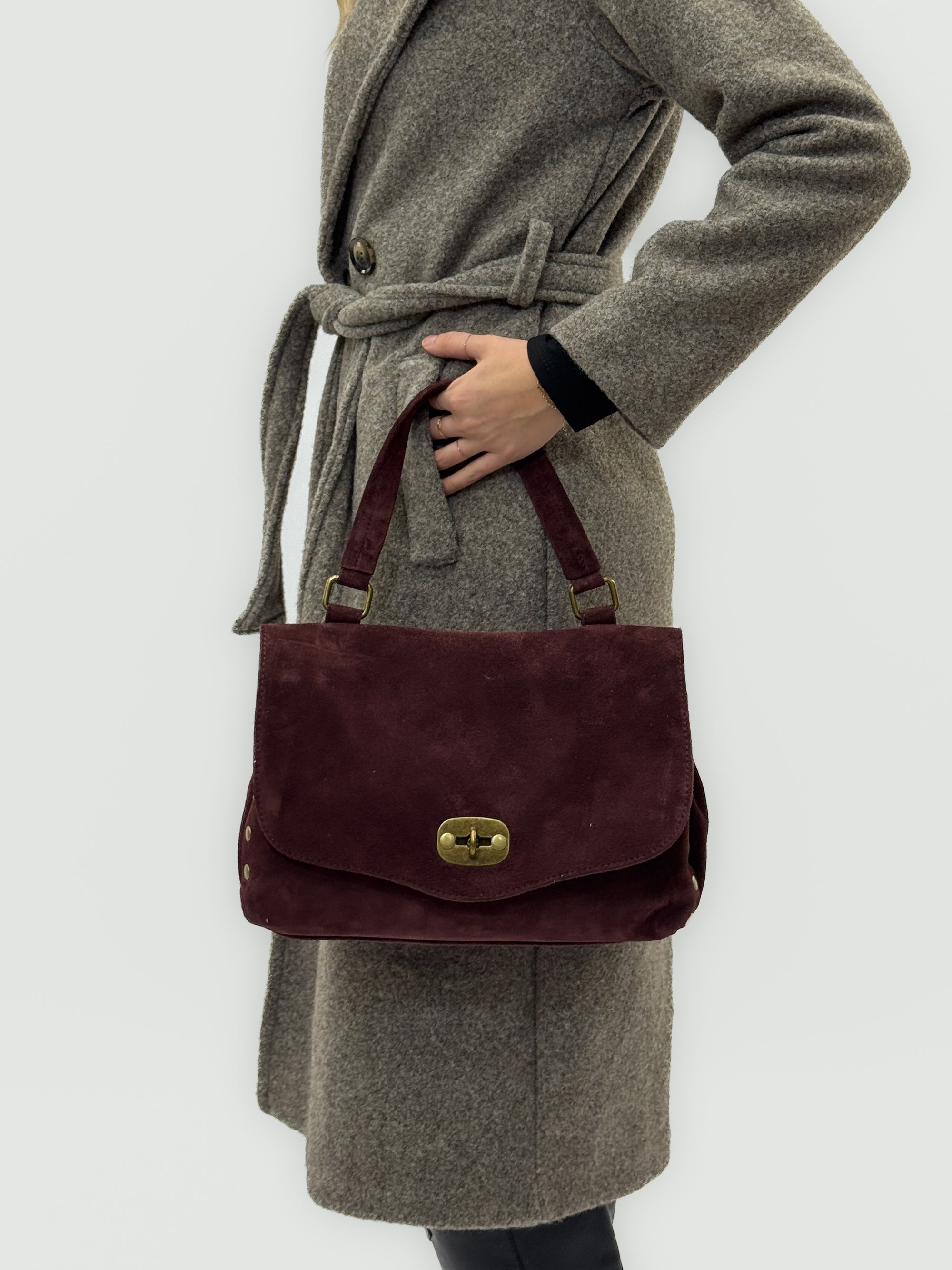 Borsa Siena in vera pelle scamosciata – Made in Italy
