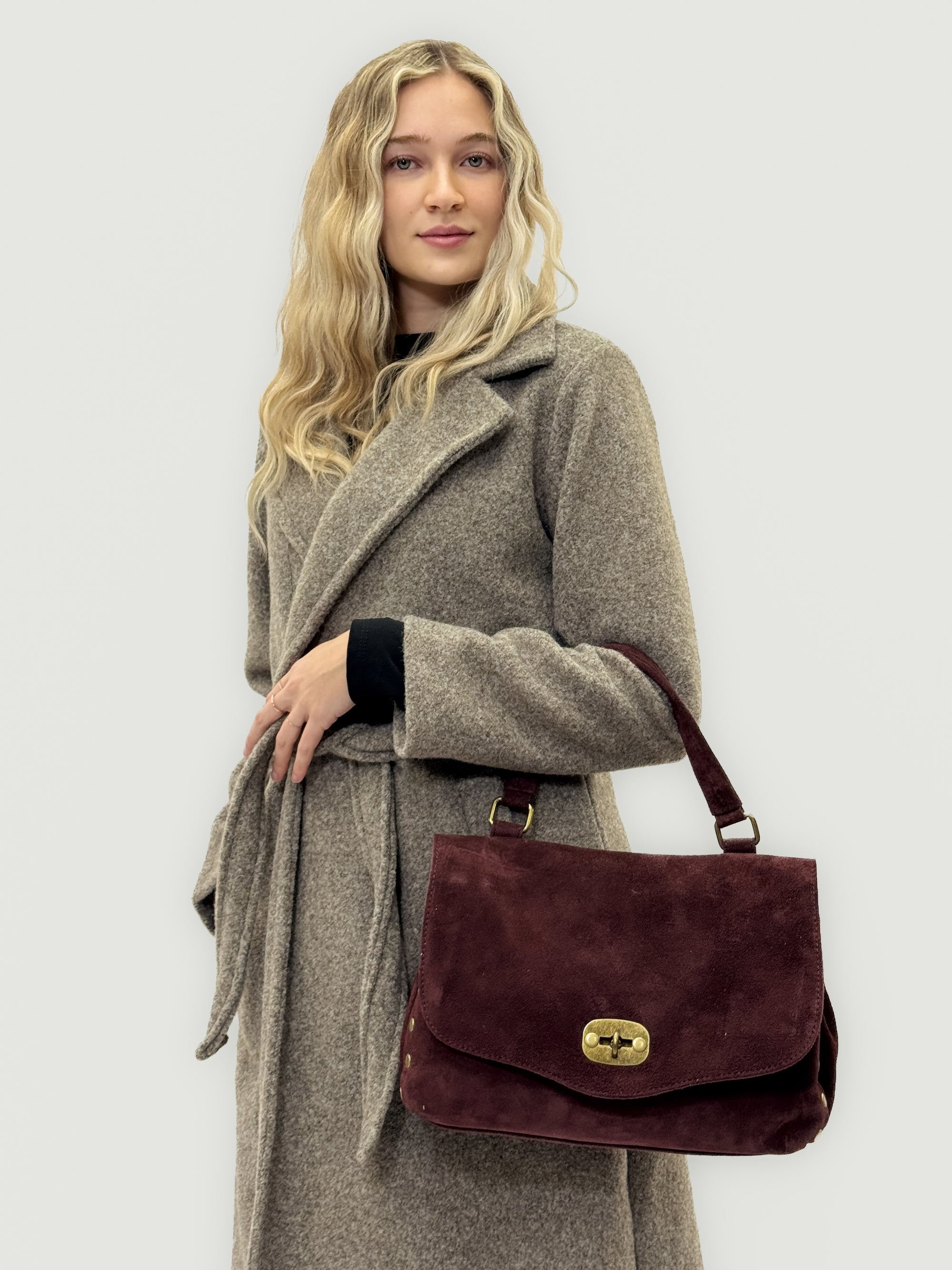 Borsa Siena in vera pelle scamosciata – Made in Italy