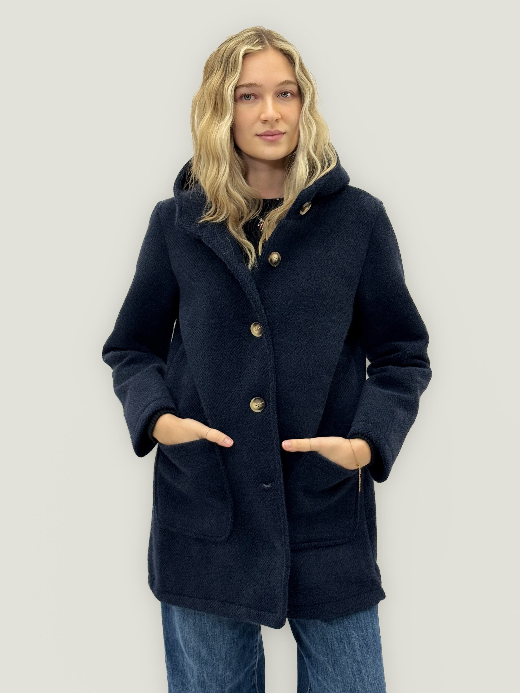 Cappotto caldo effetto teddy con cappuccio