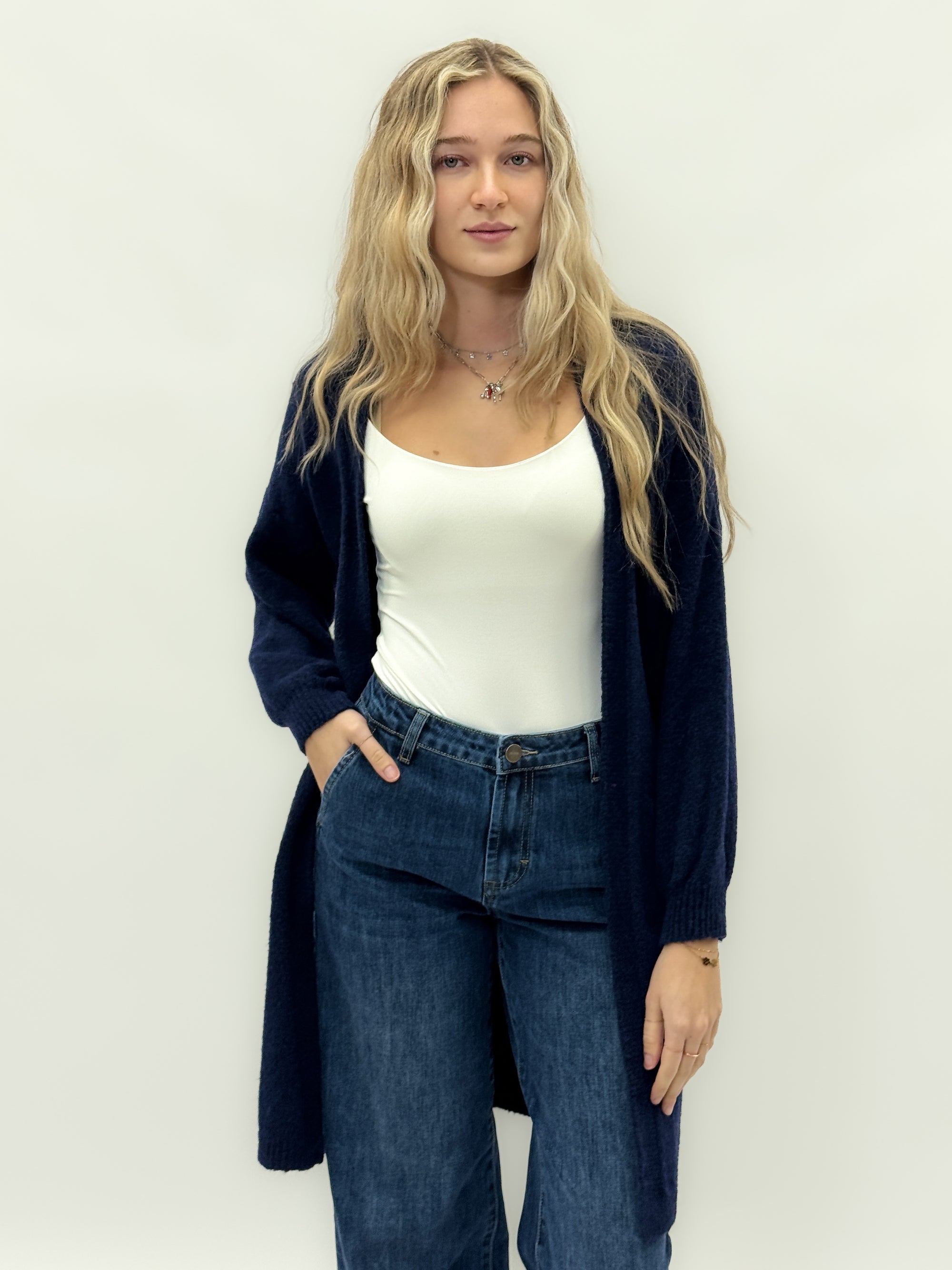 Cardigan lungo in misto lana - Comfort e chic