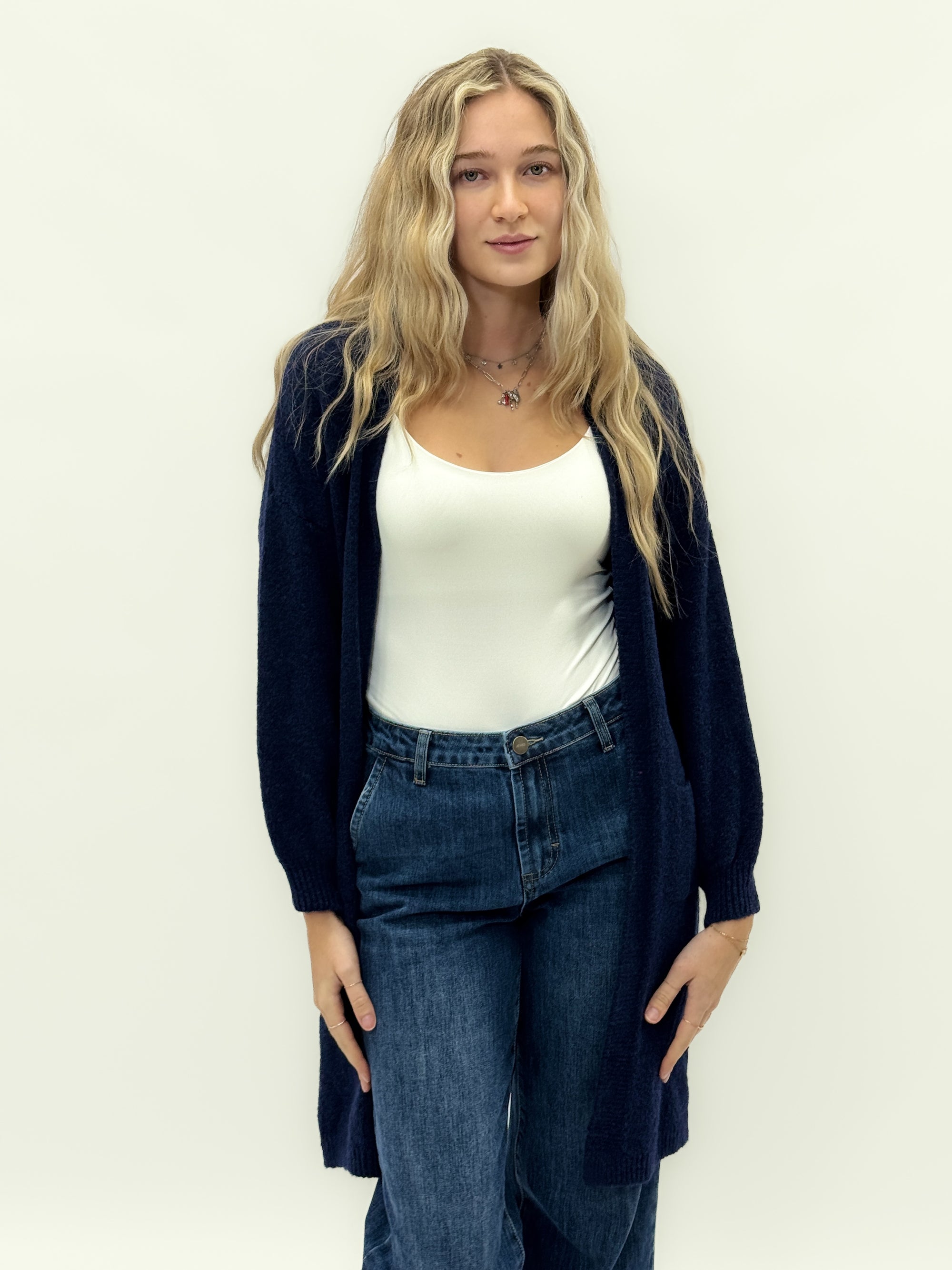 Cardigan lungo in misto lana - Comfort e chic
