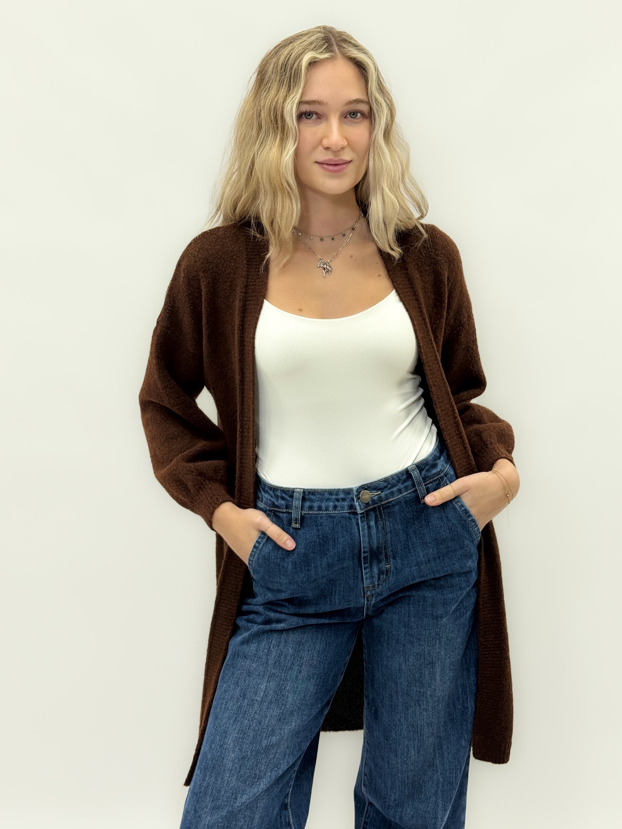 Cardigan lungo in misto lana - Comfort e chic