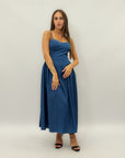 Abito lungo con spallini in jeans leggero