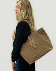 Borsa shopper in vera pelle scamosciata - Made in Italy
