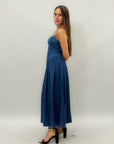 Abito lungo con spallini in jeans leggero