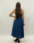 Abito lungo con spallini in jeans leggero