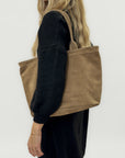Borsa shopper in vera pelle scamosciata - Made in Italy