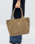 Borsa shopper in vera pelle scamosciata - Made in Italy