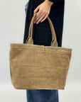 Borsa shopper in vera pelle scamosciata - Made in Italy