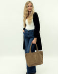 Borsa shopper in vera pelle scamosciata - Made in Italy