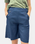 Pantaloncini Cotone jeans con Bottoni Decorativi