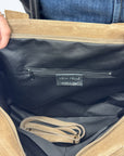 Borsa shopper in vera pelle scamosciata - Made in Italy