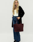 Borsa shopper in vera pelle scamosciata - Made in Italy