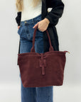 Borsa shopper in vera pelle scamosciata - Made in Italy