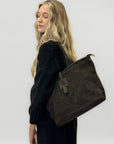 Borsa shopper in vera pelle scamosciata - Made in Italy