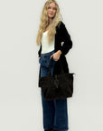 Borsa shopper in vera pelle scamosciata - Made in Italy