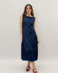 Abito smanicato a palloncino in denim