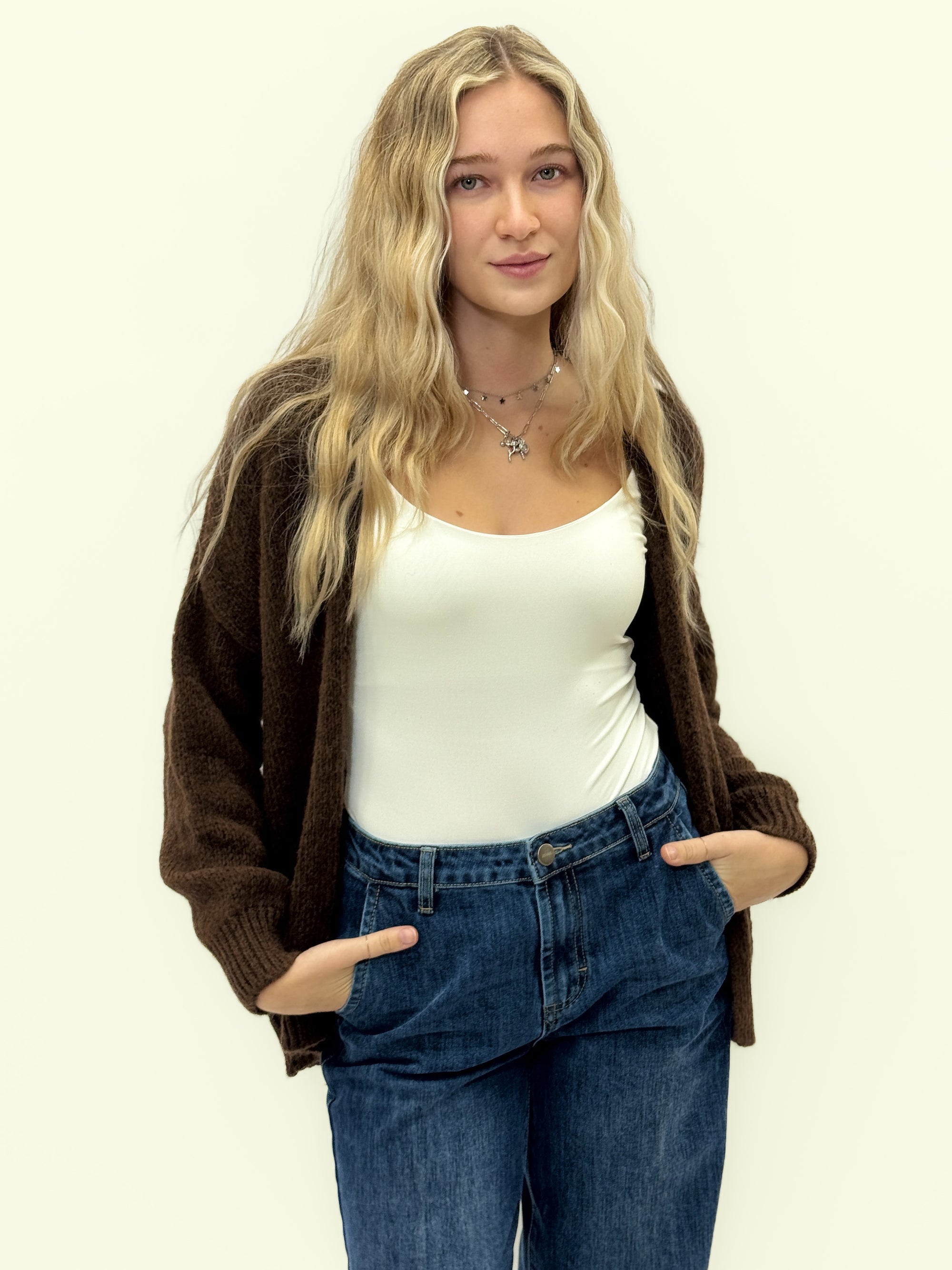 Cardigan in misto lana con maniche morbide - stile chic e casual
