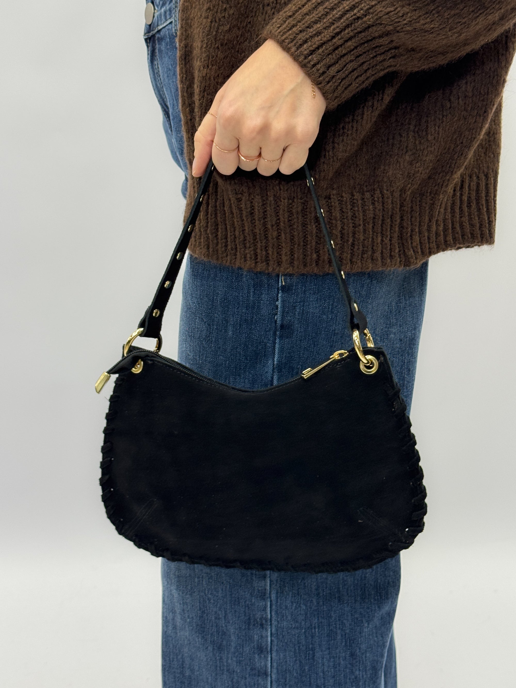 Borsa Eva in vera pelle scamosciata – Made in Italy